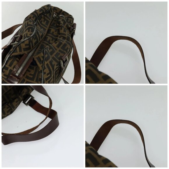 FENDI Zucca Canvas Hand Bag Black Brown Auth ar13658 - Picture 16 of 16